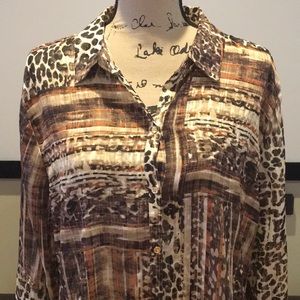 JM Collection XL Long Sleeve Sheer Shirt